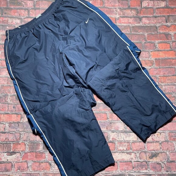 Vintage Nike Track Pants Mens Size XL Navy Blue Swoosh 90s Y2K Baggy Skater Wide - Picture 1 of 5